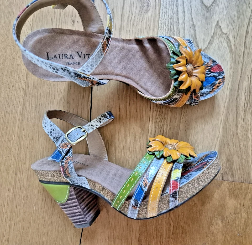 NEUE LAURA VITA Sandalen Pumps Gr.38 Echt Leder Tolle Farben - Bild 1 von 4