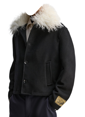 【ZARA×Disney×ハリーランバート】コントラストフェイクファージャケット ZARA】フェイクファー ジャケット HARRY LAMBERT X DISNEY (ZARA