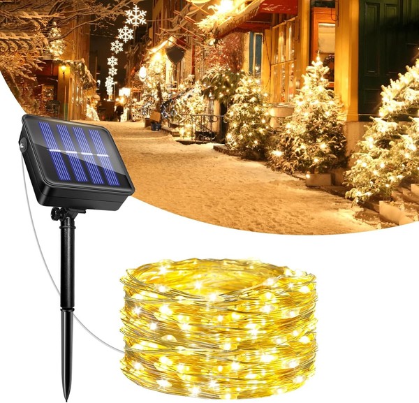 Solar Lichterkette AußEn 5M 50LED Wetterfest IP65 8 Modi Kupferdraht Deko-image