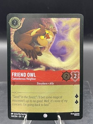 Lorcana-Reign of Jafar-Friend Owl-Cantankerous Neighbor-#144-Cold Foil Holo-NM
