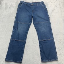 Dickies Men Reinforced Double Knee Work Jeans Blue Denim 36x32 Carpenter Utility