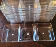 3 section Organizer Tray Plastic Bins Dividers for Makeup Craft Supply-Lot of 10