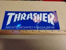 Vintage 1990s Extra Large 9.7x3.5 Thrasher Magazine Sticker Blue White
