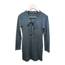 Ribbed Bodycon Dress Army Green Medium New Without Tags Long Sleeve Stretchy 