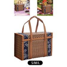 Bamboo Woven Basket Gift Basket Folding Multipurpose Top Handle Food Container