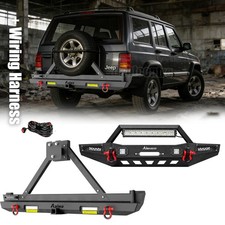 Front Rear Bumper W Winch Mount Plate Set For 1984-2001 Jeep Cherokee Xj Black Front Rear Bumper W Winch Mount Plate Set For 1984-2001 Jeep Cherokee Xj Black