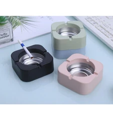 4-Pack Ash Tray for Cigarettes & Cigar Square Plastic Melamine Tabletop Asht