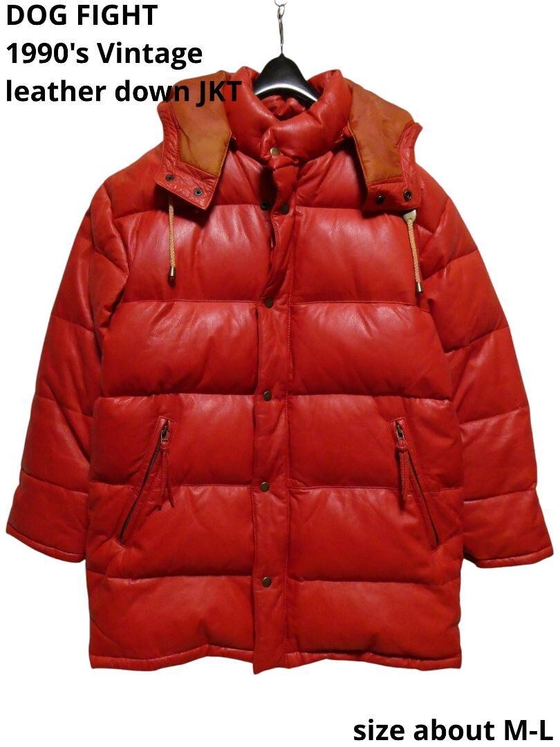 DOG FIGHT 815106 Down Jacket Cow Leather Men Size M Red | eBay