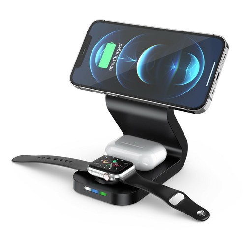CARICABATTERIE WIRELESS 3 IN 1 MAGSAFE iPhone AirPods Apple Watch - QI 15W  | eBay