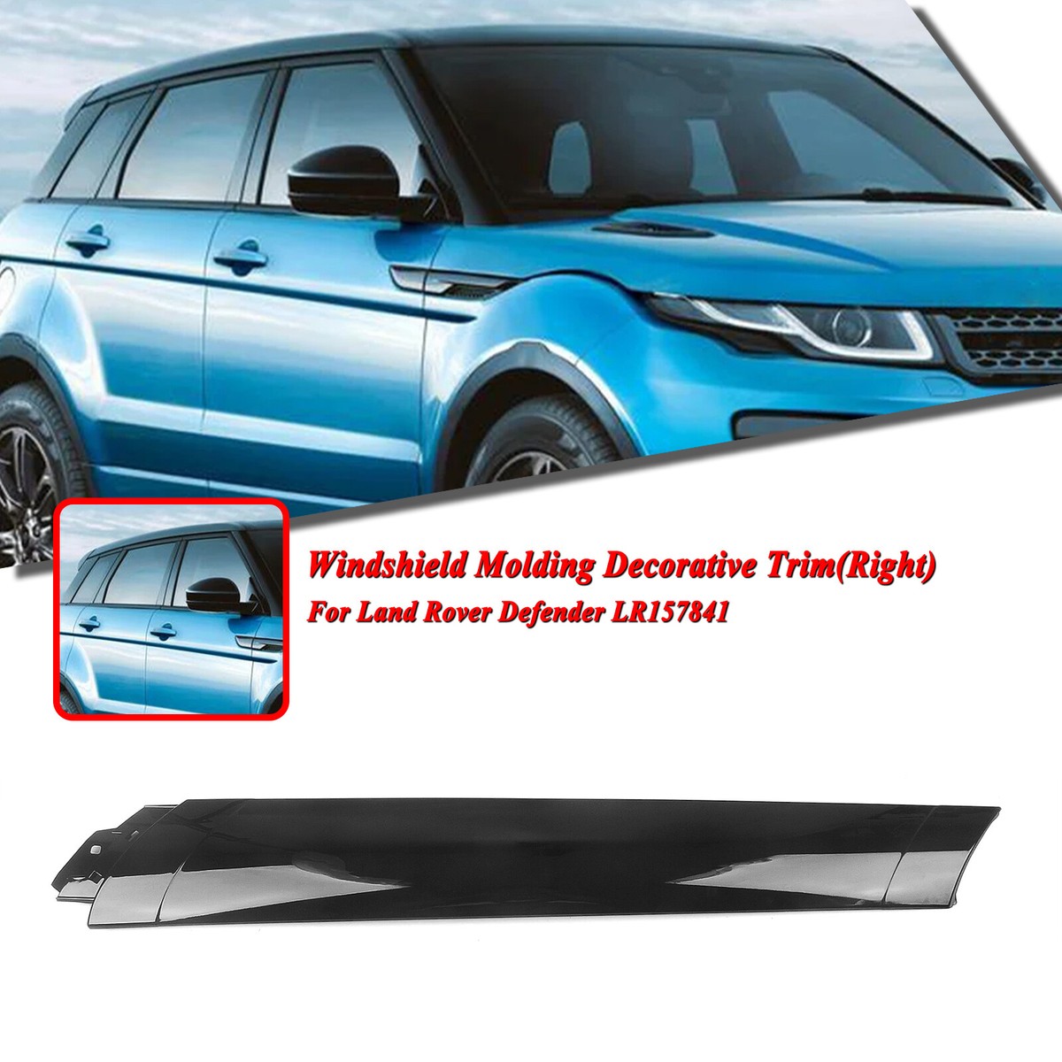 Black Front Right Windshield Molding Trim Cover For Land Rover