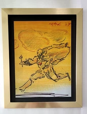 PETER MAX + AWESOME + 1980'S SIGNED PRINT  + NEW GOLDEN FRAME