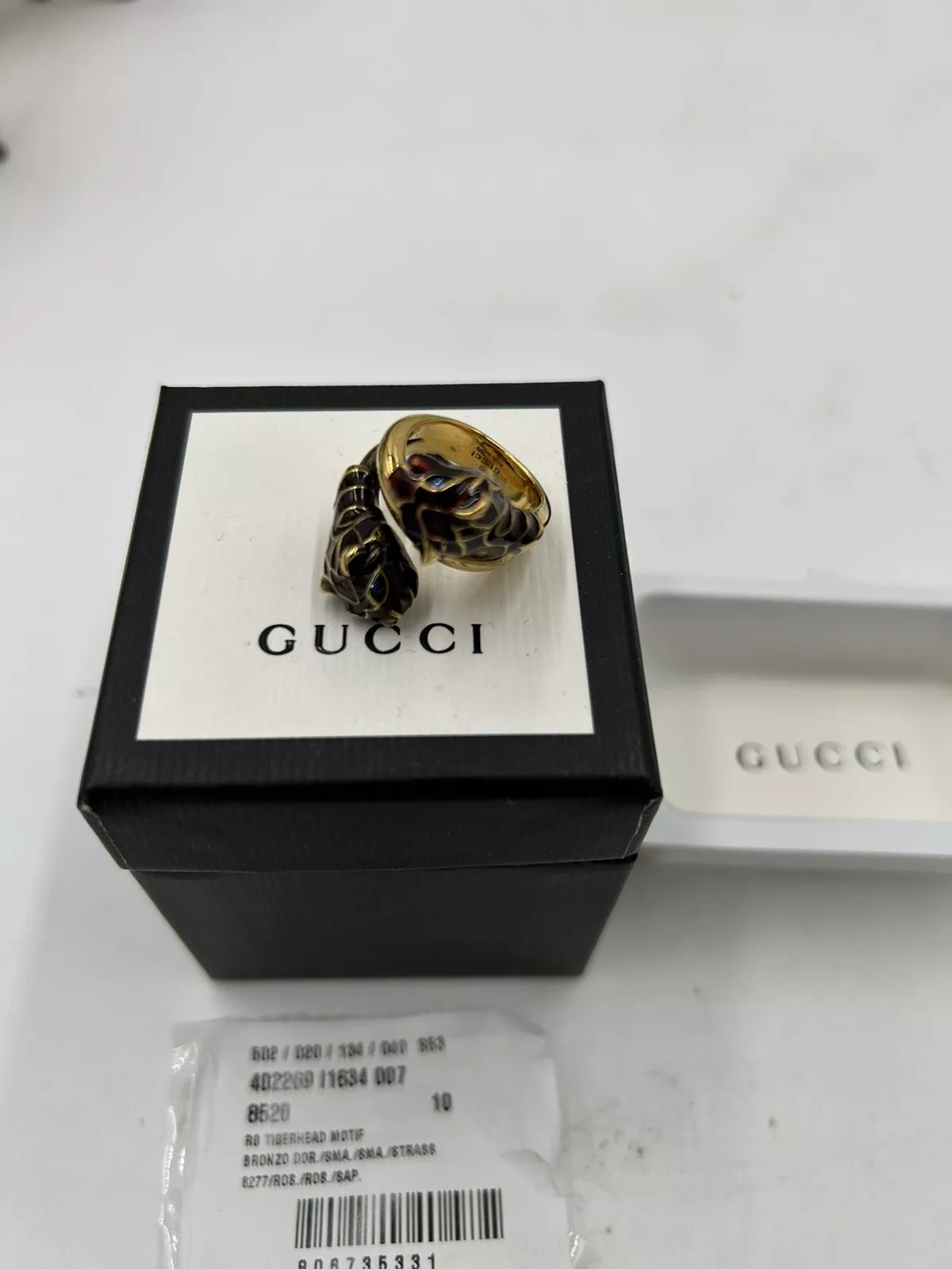 Bague femme Gucci tête de tigre taille 5 fabriquée en Italie