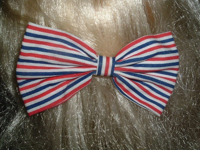 Red White Blue and Navy Bow Hair Clips for Girls
