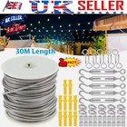 30m Wire Rope Kit Stainless Steel Cable Fence Wire Roll Kit Turnbuckle Tensioner