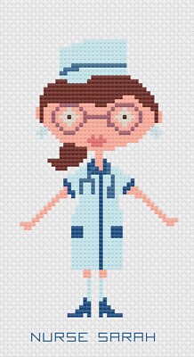 Cross Stitch Kit or Pattern - Florashell - Nurse in Light Blue
