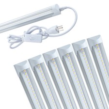4FT 6 Pack LED Shop Lights T8 Linkable Ceiling Fixture 24W Daylight 6000K Clear