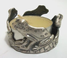 Vintage 1999 Sixtrees Ltd. Frog Toads Tealight Votive Candle Holder Frog Figure
