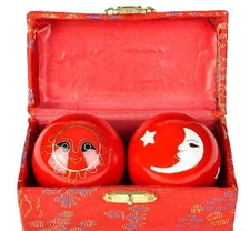 CHINESE HEALTH EXERCISE STRESS BAODING BALLS RELAXATION THERAPY SUN MOON DESIGN