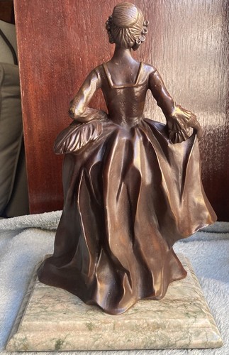 Vintage Bronze Oberfläche Metall Marmor Basis viktorianische Frau Kunstwerk Skulptur Figur - Bild 7 von 17
