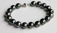 7.5-8"10-12mm natural tahitian black peacock AAA pearl bracelet