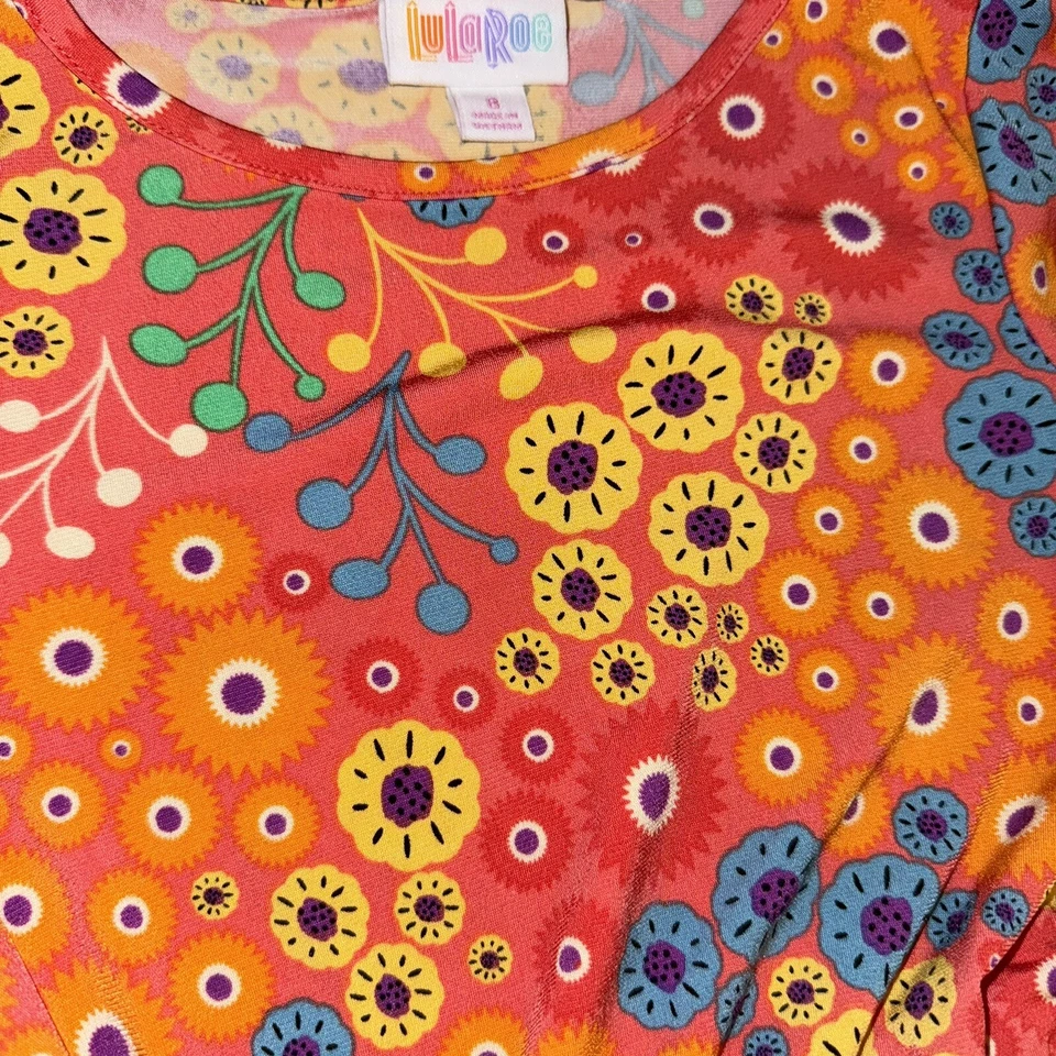 Vestido Lularoe Niñas Talla 8 Mae Naranja Floral Foto 2 de 2