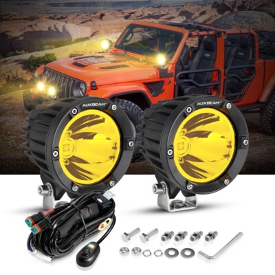 AUXBEAM 4''inch LED Work Lights Amber Spot Beam Offroad ATV Fog Driving Pods EMC
