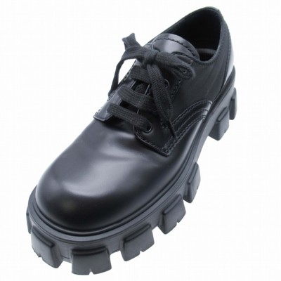 Prada Monolith Brushed Leather Shoe x Re-nylon Lace-up Platform 