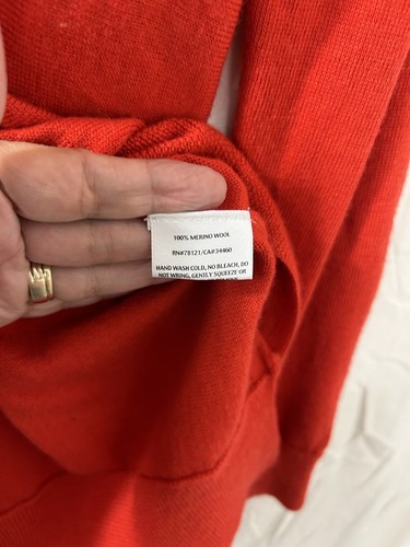 Eileen Fisher Womens Red 100% Merino Wool Sweater Size Medium Light Weight Cozy - Picture 7 of 11