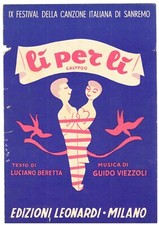 Spartito Musicale Sanremo 9° Festival Canzone Lì per Lì Calypso Beretta Viezzoli