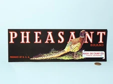Vintage Pictorial Pheasant Brand Nash-De-Camp California Crate Box Label