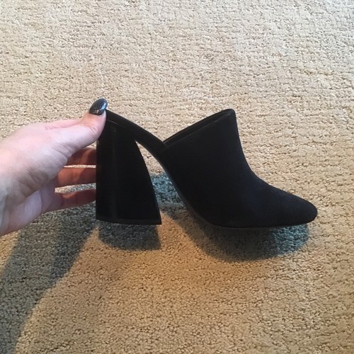 Mercedes Castillo Abia Black Suede Chunky High Heels Mules 6.5 36.5 LN