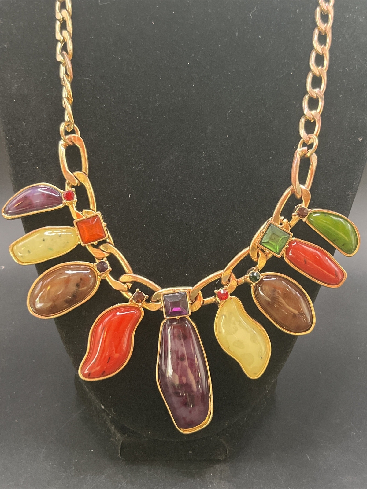 Multi Coloreyfaux Stone Statement Pendent Necklace - image 2