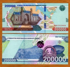 Uzbekistan, 200000 (200,000) Sum, 2022, P-New, UNC Completely Redesigned