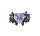 Sterling Silver Heart Cubic Zirconia Marcasite Vintage Ring Size 5.75