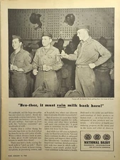 National Dairy Products Troops Off Queen Mary Taste Home Vintage Print Ad 1946