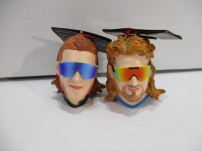 Mullet Head Christmas Ornament Rainbow Shades Bread Hipster Set 2 Plastic New 