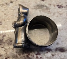 VICTORIAN KATE GREENAWAY SILVER PLATE LITTLE GIRL WITH MUFF NAPKIN RING HOLDER
