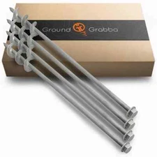 GROUNDGRABBA Ground Anchor Screw Kit - 2 Ft Ground Anchors- 4 Pack Earth Screw