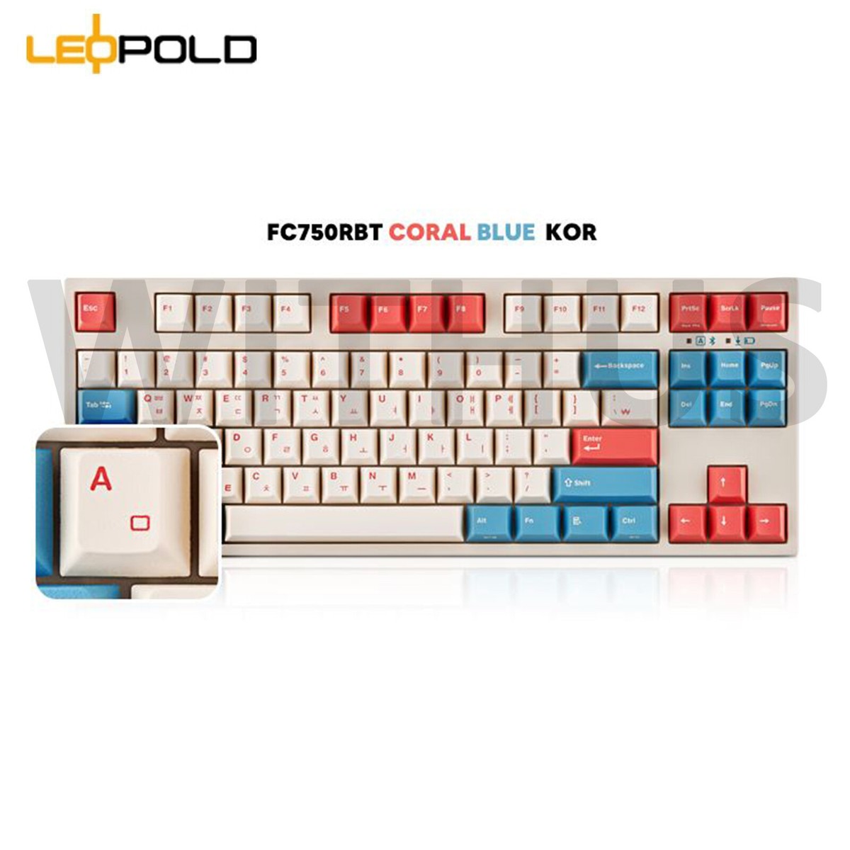 Leopold FC750RBT コーラルブルー ワイヤレスメカニカルキーボード Leopold FC750RBT Coral Blue USB Type C & Bluetooth Keyboard - ENG