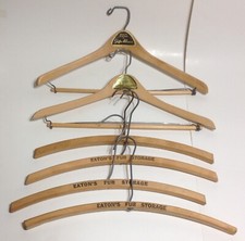 Lot of 6 Vintage Wood Clothes Hangers  Eatons Fur Storage  Hanford  Shiffer