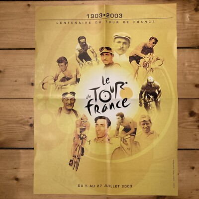 Tour de France 2003 Hundertjähriges Reproduktion Radfahren doppelseitiges Wandposter Karte