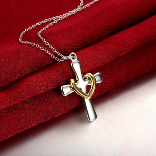 Womens 925 Sterling Silver Cross Gold 