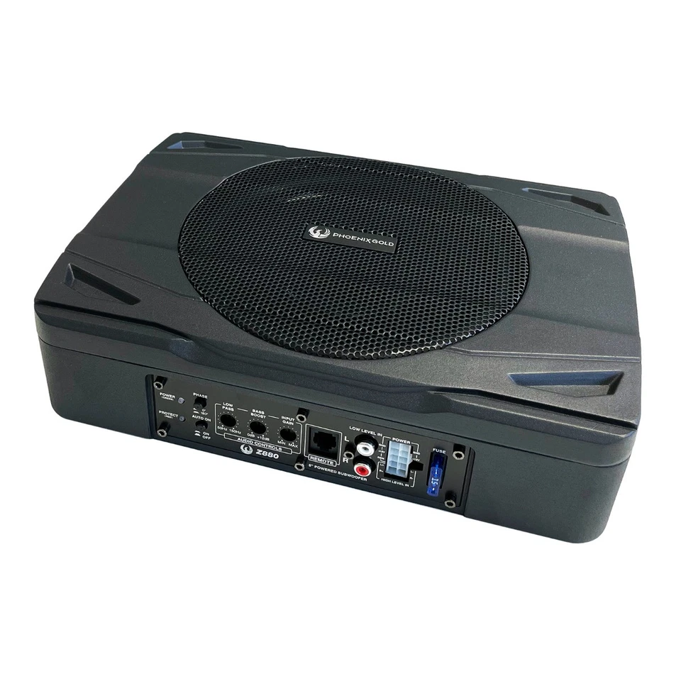 Phoenix Gold Z880 20cm Untersitz Subwoofer 80W RMS 29x21x7cm + Kabelset SSK8 - Bild 3 von 4