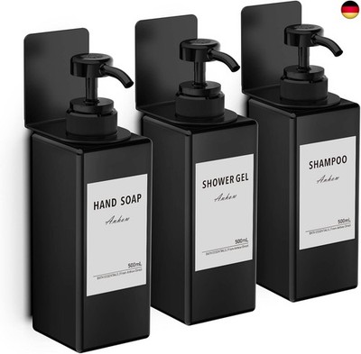 Anhow 3er Seifenspender Wandbefestigung Set, 500ml Seifenspender Wand Ohne