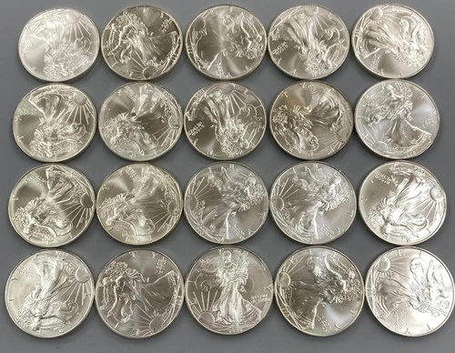 20 1996 US 1ozt .999 Silver Eagle $1 Key Date BU w/ spots toning tube L24430