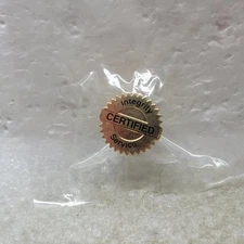 Integrity Certified Gold Tone Metal Pinback Button Small Round