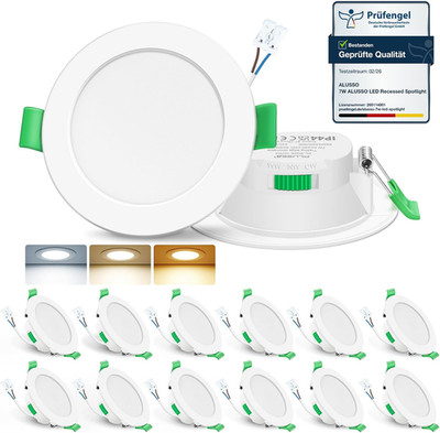 ALUSSO LIGHTING LED Einbaustrahler 230V 7W Deckenspots, 3000K/4000K/6500K Einbau