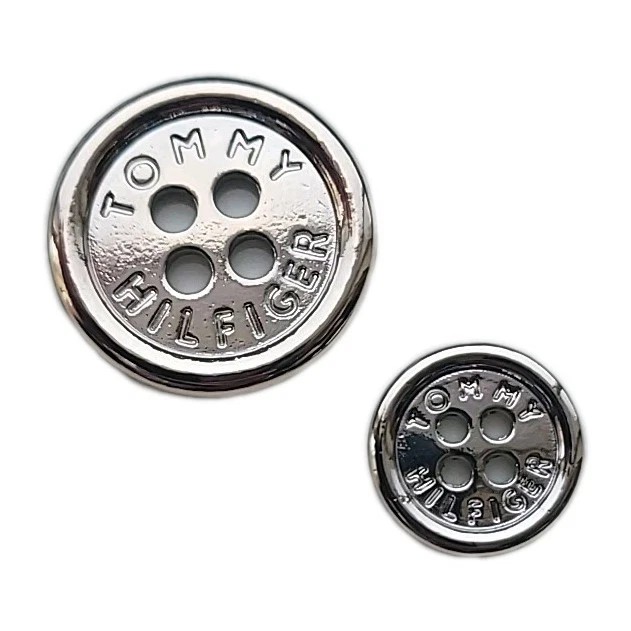 (2x) Tommy Hilfiger Silver tone Metal Replacement button 23mm 15mm - Image 3 of 4