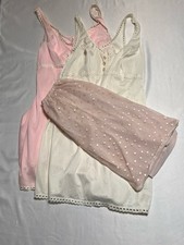 Vintage Slip Nylon Bundle 3 Short With Lace 70 s/80 s Pink White Blue Swan