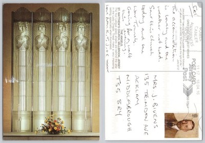 c43358 Lalique Glas Engel Kirche Millbrook Jersey Postkarte 2016 Stempel